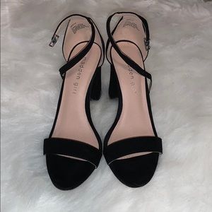 Black strap heels